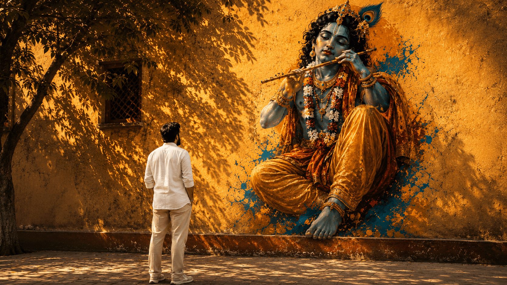 Hyper-Realistic Lord Krishna Mural