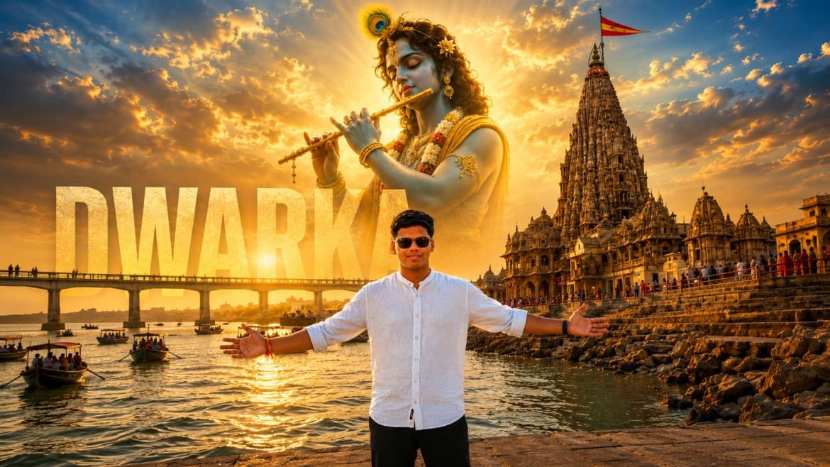 Dwarkadhish Temple Cinematic Photo Edit | AI Image Prompt