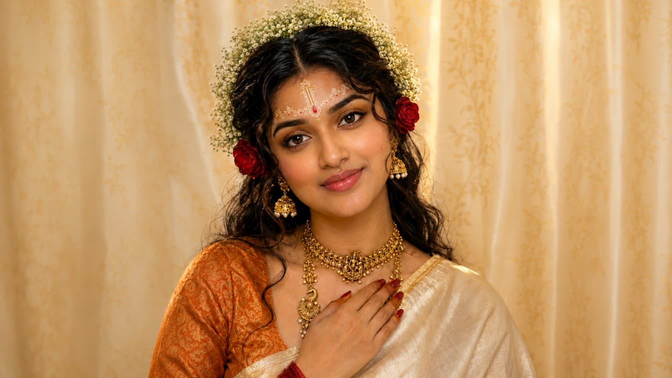 Radha-Inspired Devotional Beauty Portrait